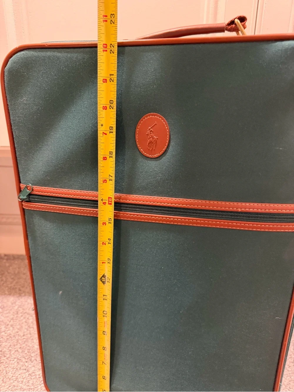 Vintage Polo Ralph Lauren Hunter Green Rolling Suitcase 1980s Carry-On Luggage